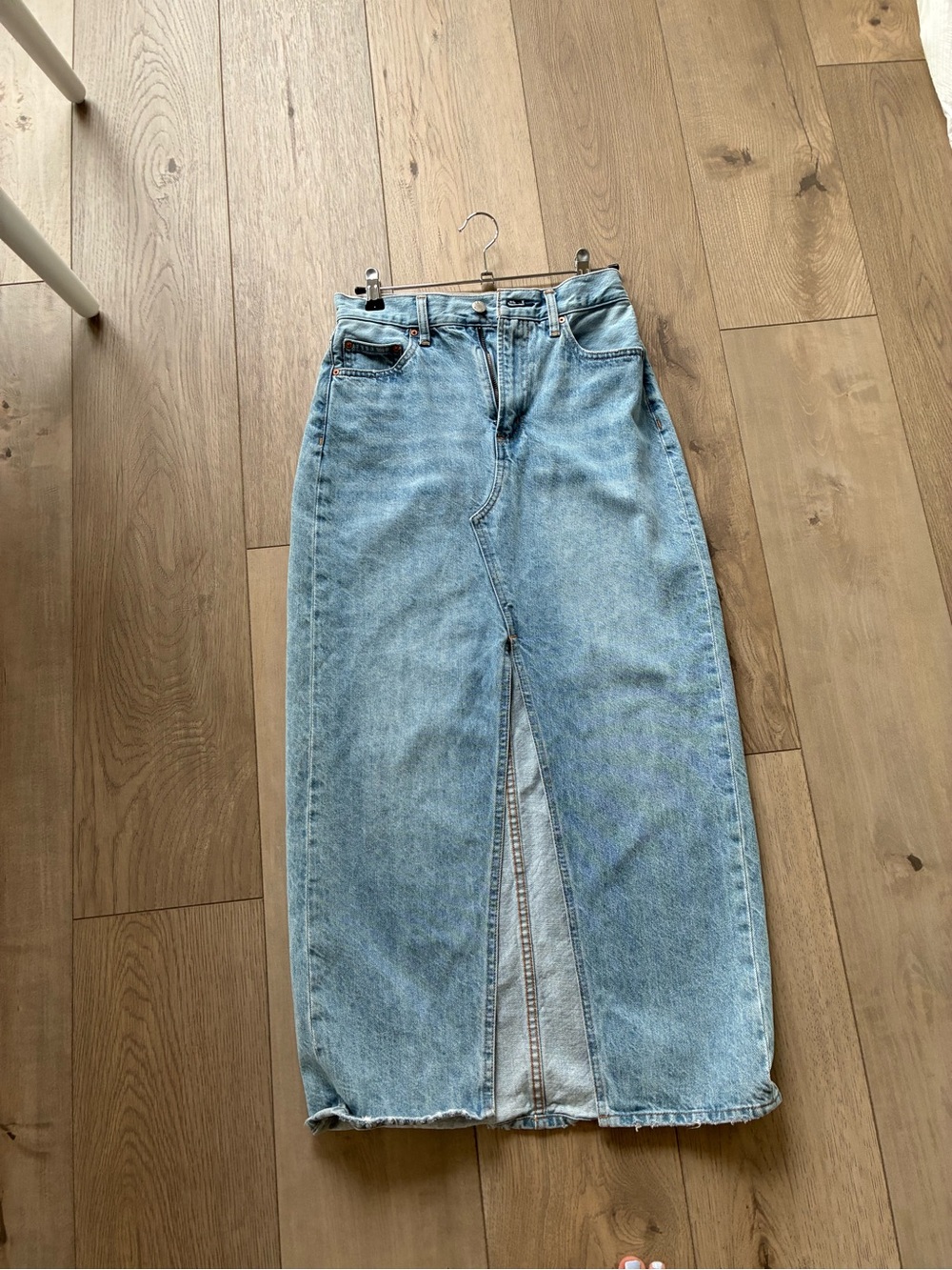 Aritzia Denim Forum Light Blue Straight-Leg Maxi Skirt